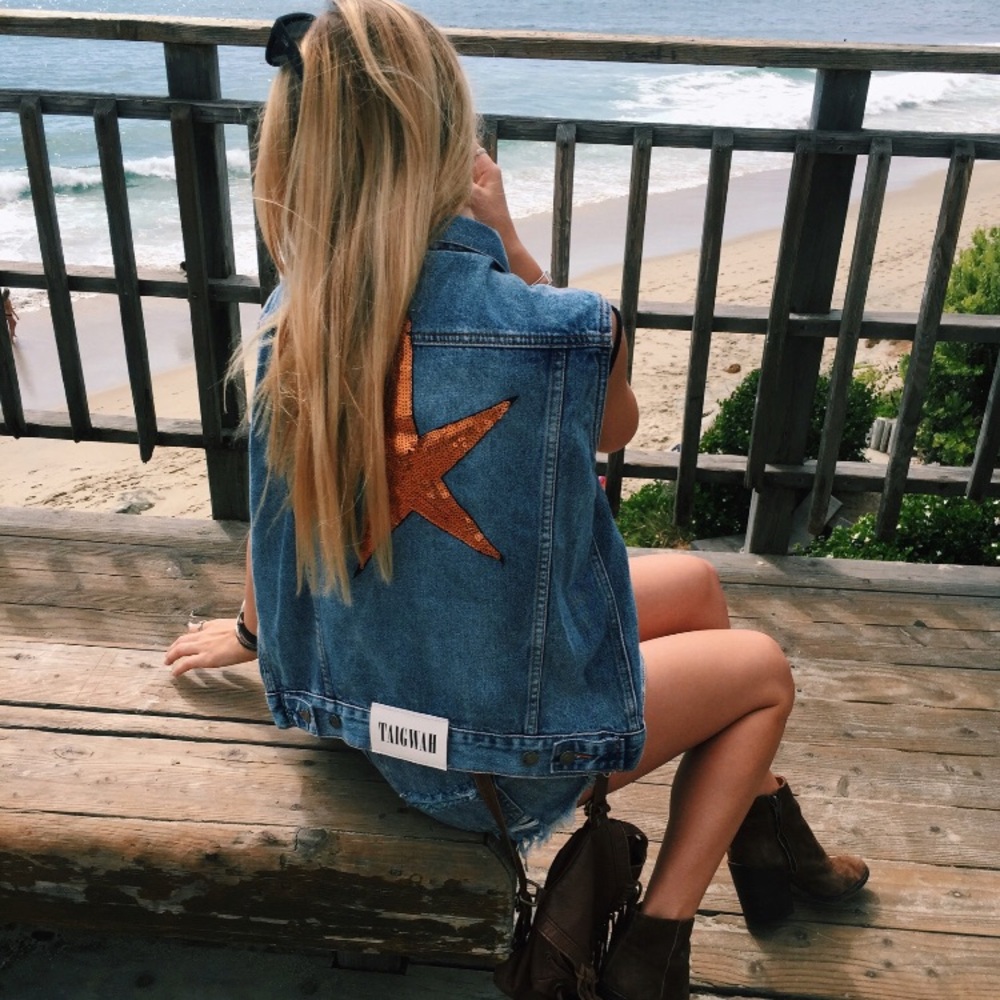 LF shooting star denim vest